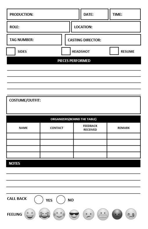 Audition Form Template